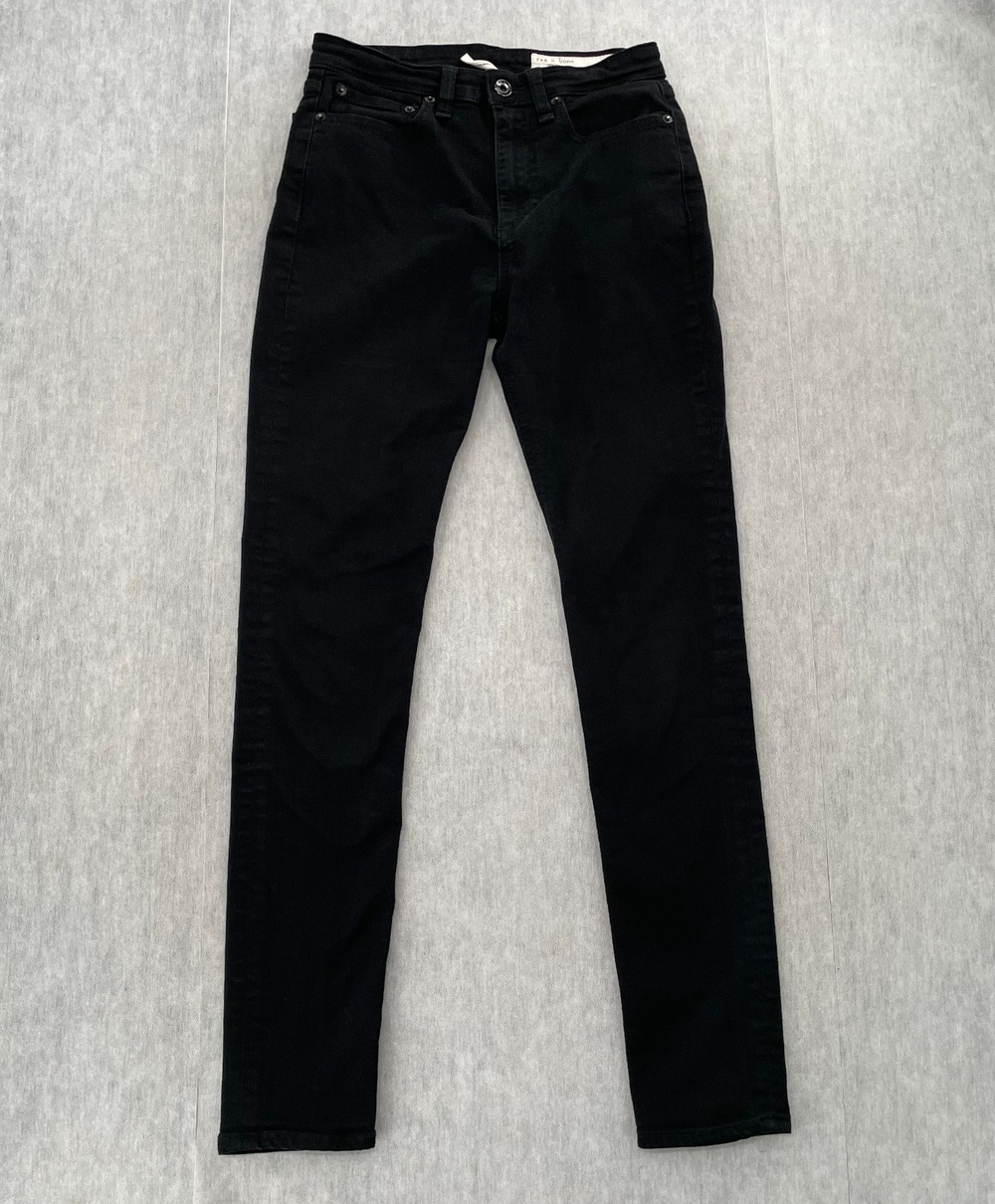Rag & Bone Pants Womens 25 Black Jeans Nina High Rise Skinny Stretch Logo Ladies